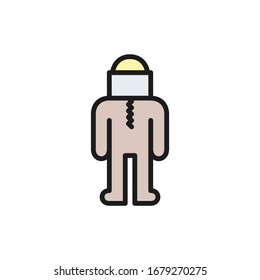 Beekeeper protective suit flat color line icon.