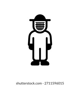 Imkerschutzanzug, einheitliches Symbol einzeln auf weißem Hintergrund