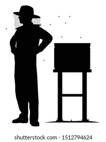 Beekeeper silhouette isolated vector on white background