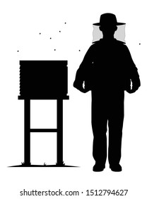 Beekeeper silhouette isolated vector on white background