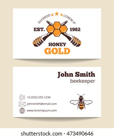Beekeeper vector business card template. Healthy agriculture and symbol illustration