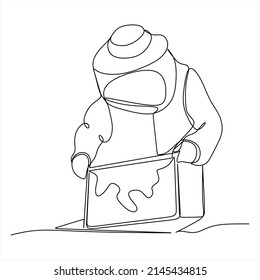 Ilustración de trabajo de Beekeeper, dibujo, arte de línea, vector