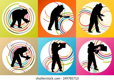 Beekeeper working set vector background concept