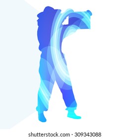 Beekeeper working silhouette illustration vector background colorful concept made of transparent curved shapes