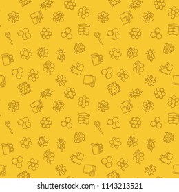 Beekeeper yellow vector seamless pattern or background in outline style