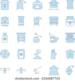 Beekeeping duotone vector icons pack