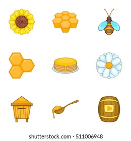 Beekeeping farm icons set. Cartoon illustration of 9 beekeeping farm vector icons for web