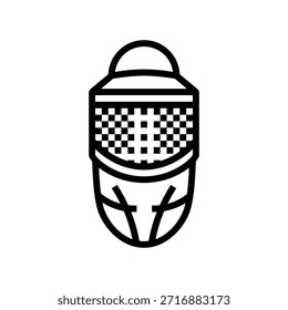 Imkerei Hut Mesh Schleier Linie Symbol Vektor. Imkerei Hut Mesh Schleier Zeichen. isoliertes Kontursymbol, schwarze Illustration