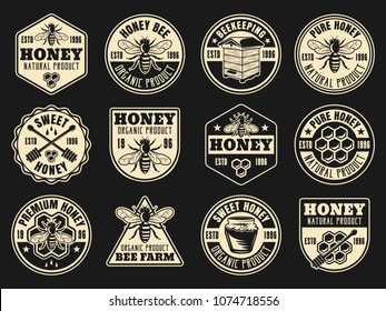 Beekeeping Honey Vector Collection Badges Stickers Stock Vector ...