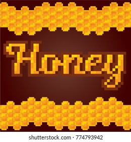 Beekeeping icons. Pixel art. Old school computer graphic style. Games elements.