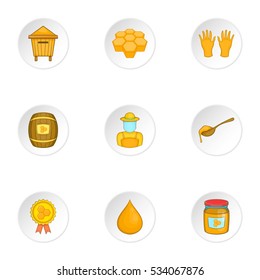 Beekeeping icons set. Cartoon illustration of 9 beekeeping vector icons for web