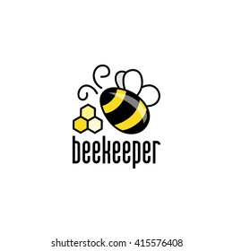 Beekeeping logo template. Honey labels and beekeeping logo. Food sweet, insect and cell, honeycomb and beeswax, comb and wax. Vector illustration