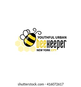 Beekeeping logo template. Honey labels and beekeeping logo. Food sweet, insect and cell, honeycomb and beeswax, comb and wax. Vector illustration