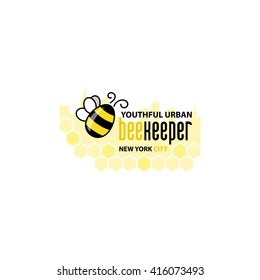 Beekeeping logo template. Honey labels and beekeeping logo. Food sweet, insect and cell, honeycomb and beeswax, comb and wax. Vector illustration