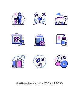 Beekeeping - modern colorful line design style icons