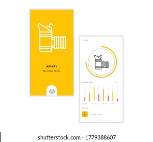 BEEKEEPING outline icon in a time progress template