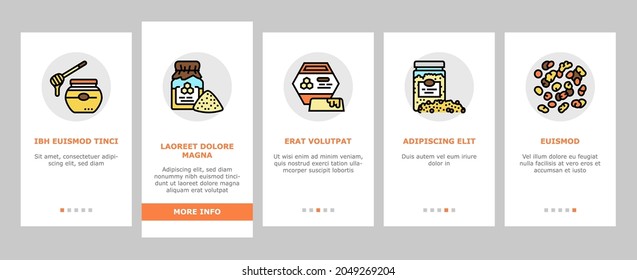 Beekeeping Profession Occupation Onboarding Mobile App Page Screen Vector. Bee Honey Bottle And Pollen Container, Royal Jelly And Beeswax Candles, Hand Tools Smoker Beekeeping Business Illustrations