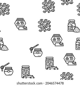 Beekeeping Profession Occupation Vector Seamless Pattern Thin Line Illustration
