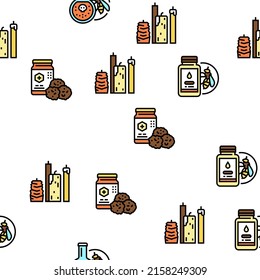 Beekeeping Profession Occupation Vector Seamless Pattern Thin Line Illustration