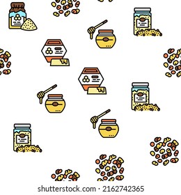 Beekeeping Profession Occupation Vector Seamless Pattern Thin Line Illustration