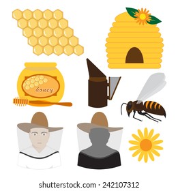beekeeping set vector illustration for logo or agricultural industries
