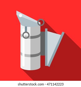 Beekeeping smoker icon in flat style with long shadow. Tool symbol