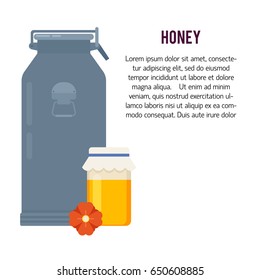 Beekeeping vector concept with different  items. Modern flat style vector. Honey illustration. Apiary concept