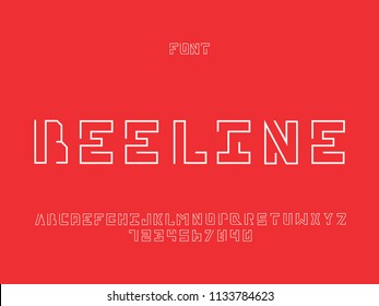 Beeline font. Vector alphabet letters and numbers. Typeface design. 

