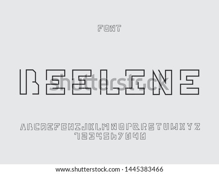 Beeline font. Vector alphabet letters and numbers. Typeface design. Typography Graphic