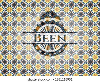 Been arabic emblem background. Arabesque decoration.