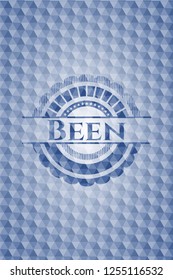 Been blue emblem with geometric background.