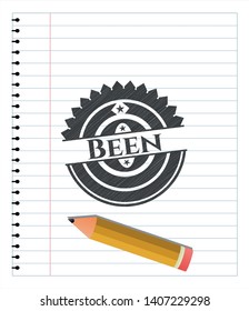 Been emblem draw with pencil effect. Vector Illustration. Detailed.