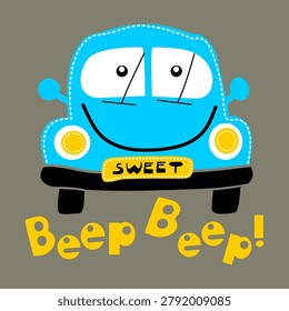 BEEP BEEP SWEET CAR VECTOR ILLUSTRATION