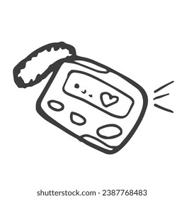 Beeper Icon Silhouette Illustration. Retro Technology Pager Vector Graphic Pictogram Symbol Clip Art. Doodle Sketch Black Sign.