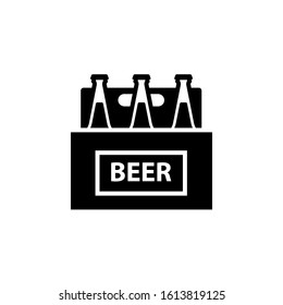 Beer 6 pack silhouette icon. Clipart image isolated on white background