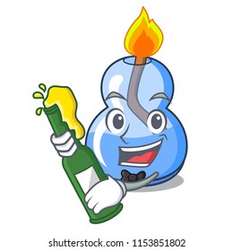 With beer alcohol burner mascot cartoon