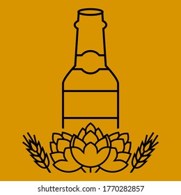 Beer. Alcoholic beverage. Icon for design and web. Vector illustration isolated on a yellow background.