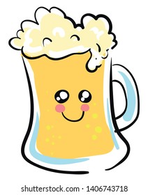 Beer is an alcoholic drink made from grain and hops., vector, color drawing or illustration. 