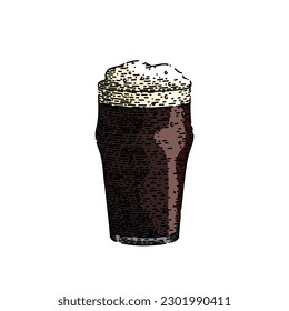 beer ale cup hand drawn. glass alcohol, lager beverage, drink foam, full pub, yellow bar beer ale cup vector sketch. isolated color illustration
