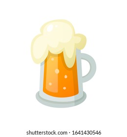 Beer or ale mug isolated on white. Saint Patrick's Day vector holiday design element.
