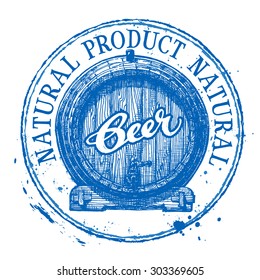beer, ale vector logo design template. Shabby stamp or boozer, pub, brewery icon
