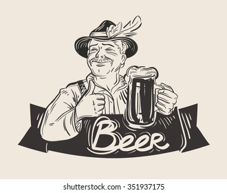 Beer, ale vector logo design template. Oktoberfest or drink, beverage icon