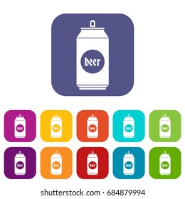 Beer in aluminum cans icons set