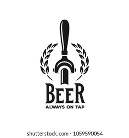Beer always on tap advertising. Chalkboard design element for beer pub. Vector vintage illustration.