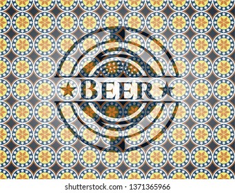 Beer arabesque badge. arabic decoration.