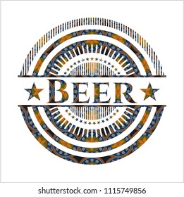 Beer arabic badge. Arabesque decoration.