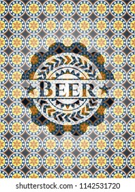 Beer arabic badge. Arabesque decoration.