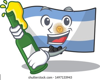 With beer argentina mascot flag kept in cartoon drawer