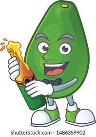 With beer avocado fresh on white background mascot