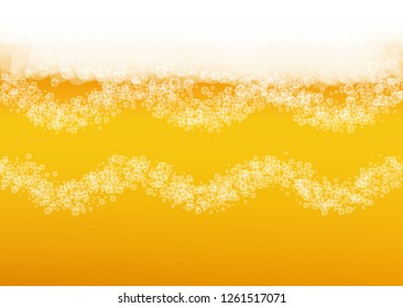 Beer background. Craft lager splash. Oktoberfest foam. restaurant menu layout. Hipster pint of ale with realistic white bubbles. Cool liquid drink for Golden mug with beer background.